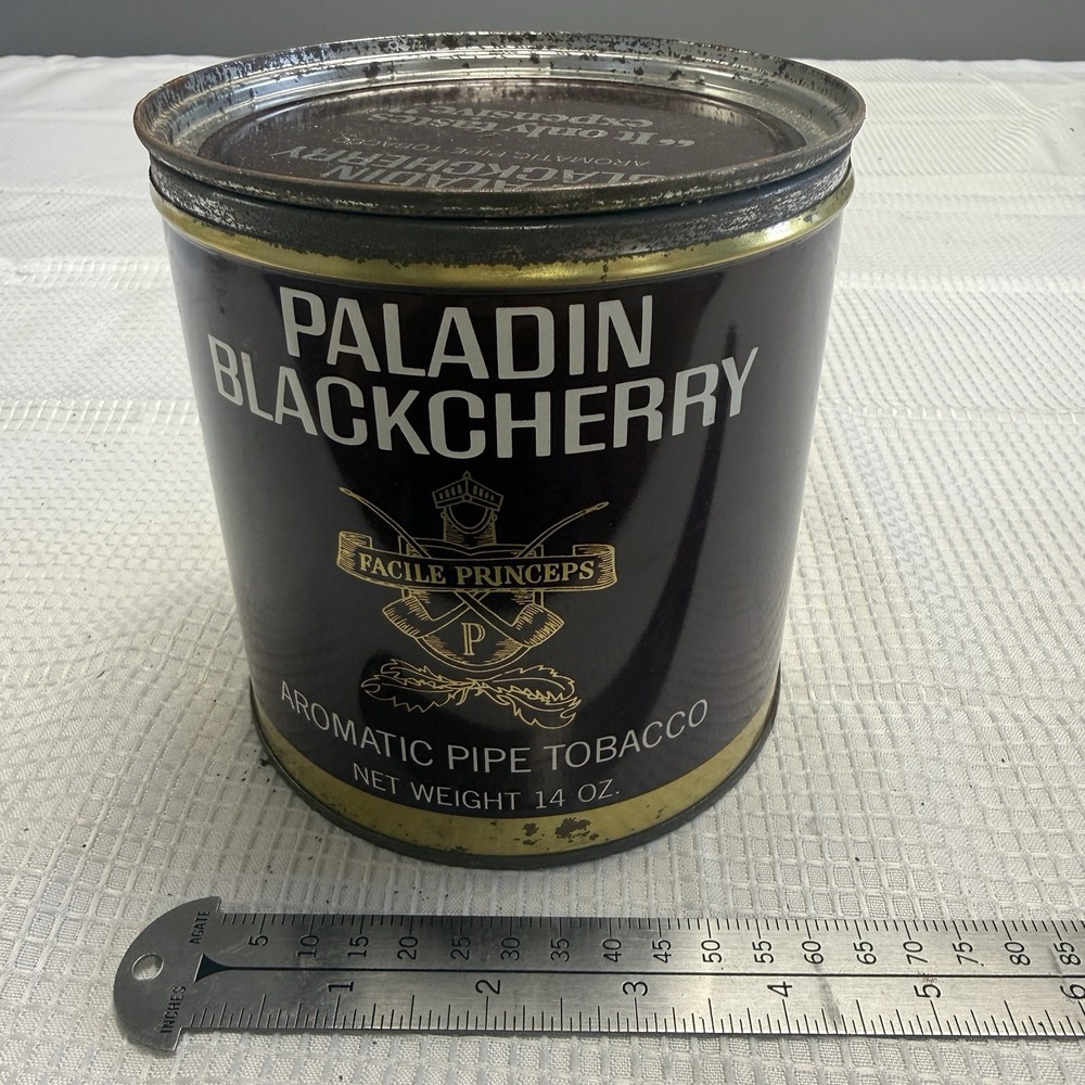 Vintage Paladin Blackcherry Aromatic Pipe Tobacco Tin Can 14oz Empty